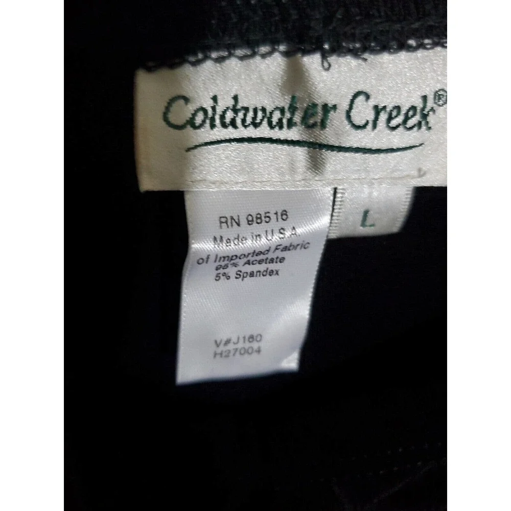 Coldwater Creek Black Stretchy Elastic Waist Ruffled Hem Comfort Travel Skirt LG